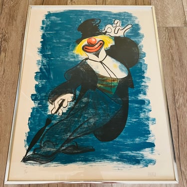 Vintage Al Hirschfeld (1903-2003) litho print signed “The Clown” 25/120 framed 20” x 25” 