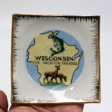 vintage Wisconsin souvenir pin dish or ring dish 