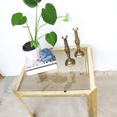 Brass and Glass Side End Table 