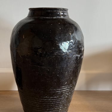 Large Glazed Antique Chinese Vinegar Jar 