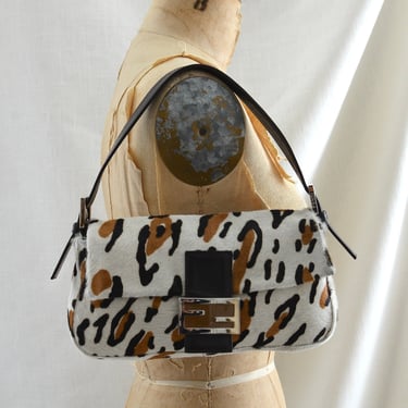 Fendi Vintage Leopard Print Baguette Bag