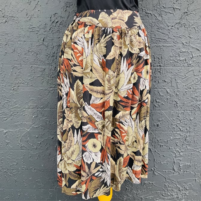 Neutral Tropical Midi Skirt\/ M