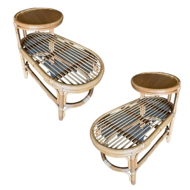 Stingle Strand Rattan Side Table W/ Grill Top, Pair 