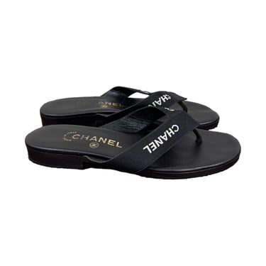 Chanel Black Logo Sandals