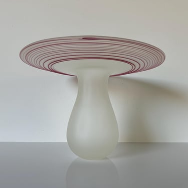 1980's Vintage Italian Ethereal Whirl   Frosted  Glass Decorative  Art Vase 