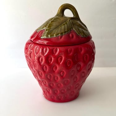 Vintage Ceramic Strawberry Jar - 11” 