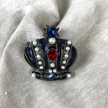 Weiss black crown with Maltese cross brooch - 1960s vintage 