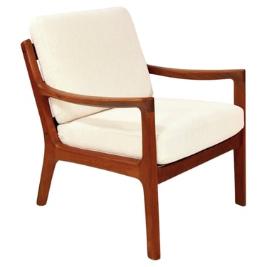 Ole Wanscher Teak Senator Easy Chair with New Off-White Cushions 