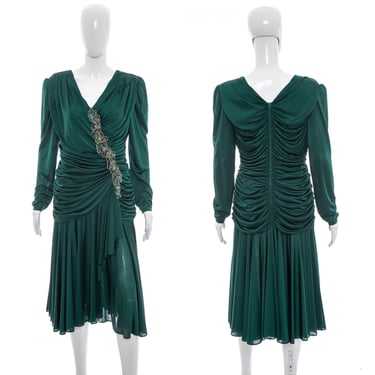 1980's Filigree Ltd. Green Dynasty Dress Size S/M