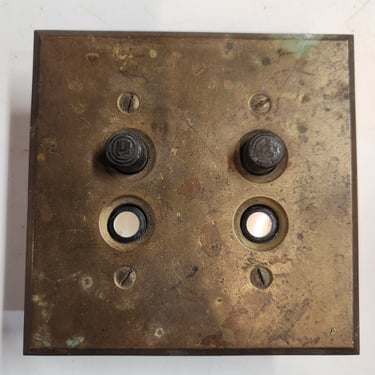 Vintage 4 Push Button Switch with Brass Switch Plate 4.5" x 4.5" x 1.5"