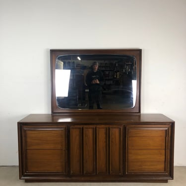 Mid Century Lowboy Dresser with Mirror