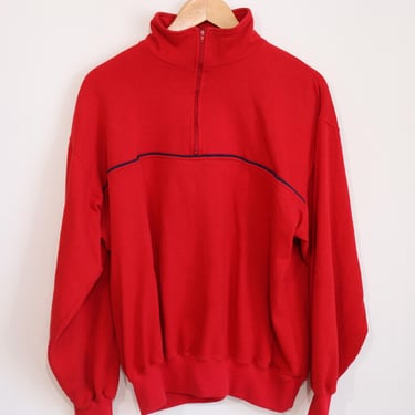 Vintage 80s/90s L.L. Bean Pullover 1/4 Zip Knit Terry Sweatshirt Red Size Large? 