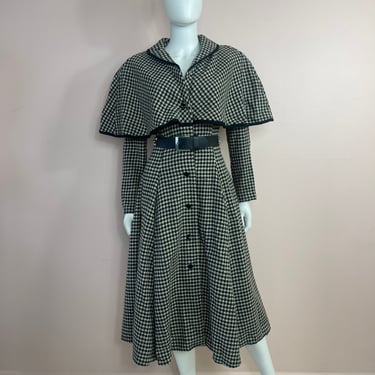 Vintage 80s does 40s houndstooth cape coat 