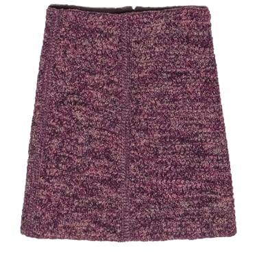 Prada - Burgundy &amp; Tan Knitted Pencil Skirt Sz 2