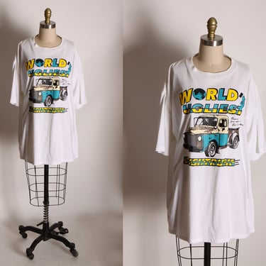 1990s White Short Sleeve Worlds Ugliest Pushtruck T-Shirt by Jerzees -XL 