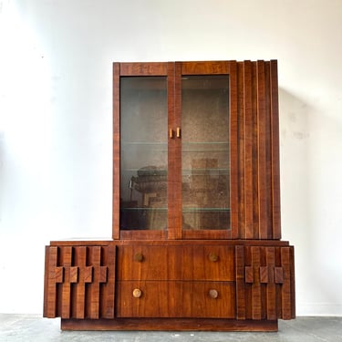 Lane furniture brutalist style china cabinet 