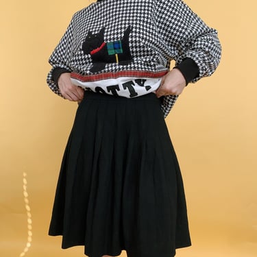 Vintage 80s Black Pleated Skirt 