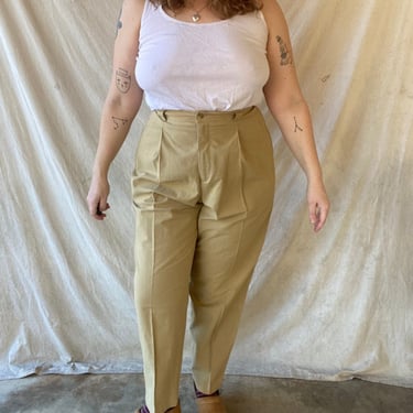 80s Liz Claiborne High Waisted Cotton Trousers Western Style Pleated Size L / XL 