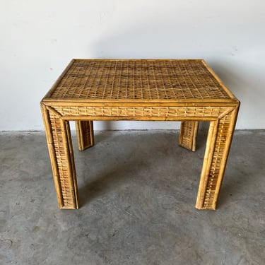 Vintage Bamboo Rattan Side Table 
