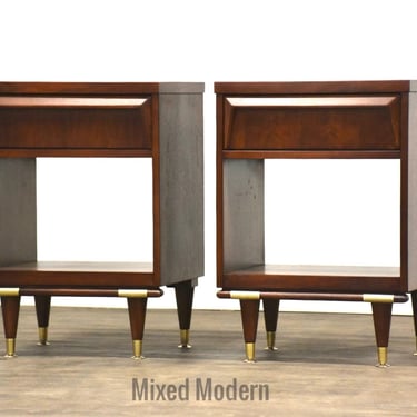 Refinished Walnut Nightstands - A Pair 