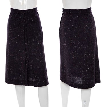 1950's Navy Blue Flecked Wool Pencil Skirt Size S