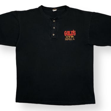 Vintage 80s/90s Gold Gym Sheffield Alabama Embroidered Henley T-Shirt Size Medium/Large 
