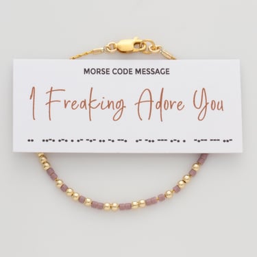 I Freaking Adore You Morse Code Bracelet, Hidden Message Bracelet for Wife, Girl Friend, Sister, Best Friend, Valentine's Day Gift 