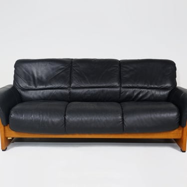 Leather and Wood Sofa 