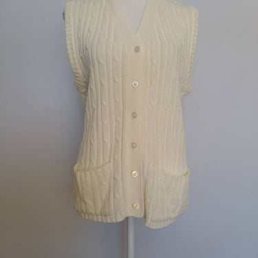 Vintage 1990's Off White Collections Cable Knit Sweater Vest Large 