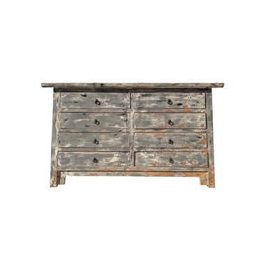 Distressed Gray Slope Side 8 Drawers Credenza Sideboard Console Cabinet ws4417E 