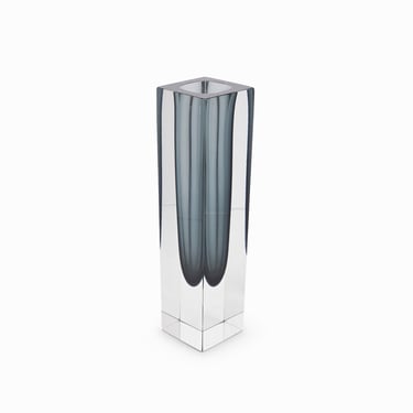 Murano Glass Vase Italy Gray Mid Century Modern 