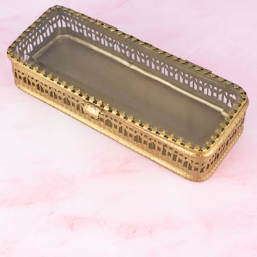 Glass &amp; Brass Rectangular Trinket Box