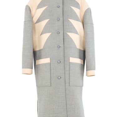 Courreges Gray Wool Geometric Colorblock Coat