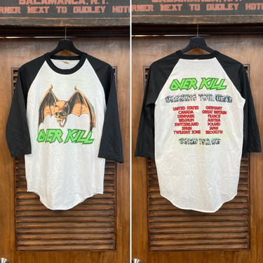 Vintage 1980’s “Overkill” Thrash Metal Rock Band Tour 1987 T-Shirt, 80’s Baseball Tee, Vintage Clothing 