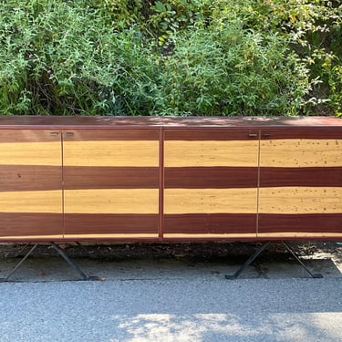 Gorgeous Mid-Century Leather Wrapped Credenza Dresser by Thomas Hayes 