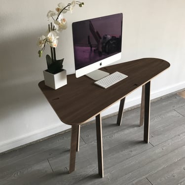Mid-century modern, Propeller shaped, Curvy desk, Designer desk, Scandinavian, walnut desk, modern desk 