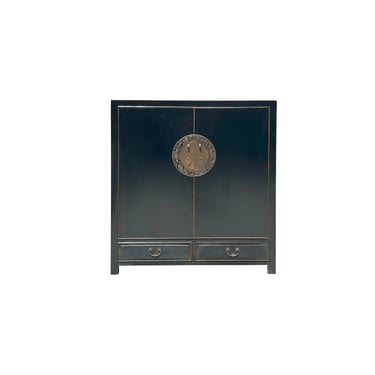 Black Lacquer Zodiac Moon Face Hardware Credenza Storage Cabinet ws4086E 