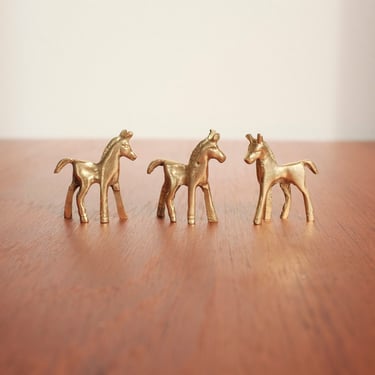 Mini Brass horse set of 3 