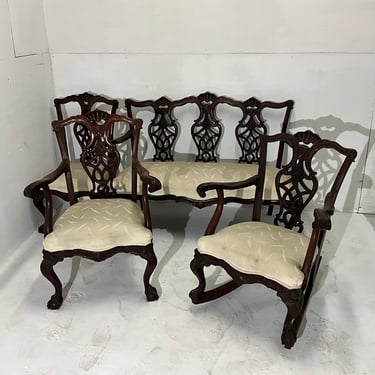 Chippendale mahogany 4 piece carved parlor set 