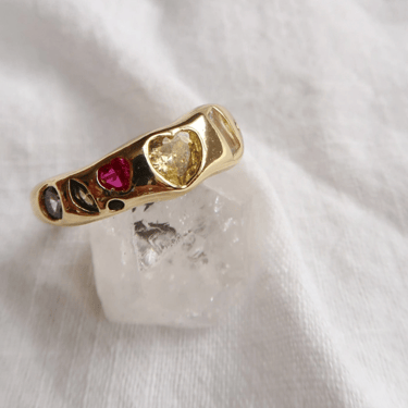 Sea glass mosaic ring