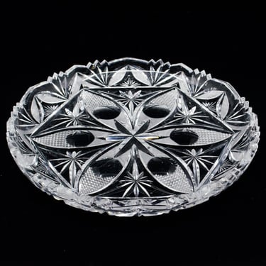 Vintage Cut Crystal Round Platter 