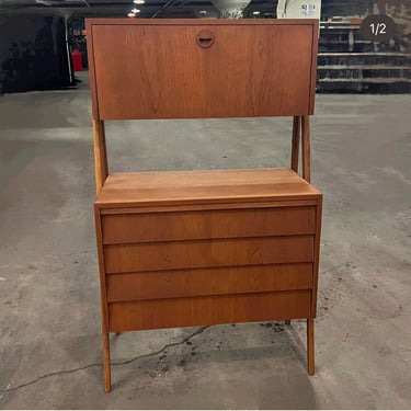 Teak A frame storage vanity secretary with pull out desk