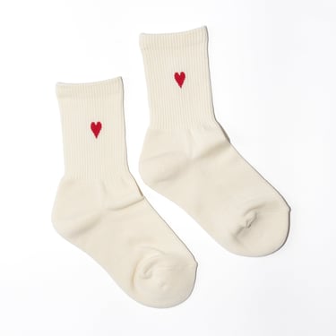 Heart Sporty Crew Sock in White