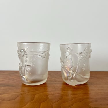 Pair of Loren Chapman American Studio Art Glass Tumblers - Signed and Dated 1993 