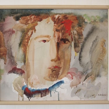 Vintage Oleg NEDOSHITKO Expressionist PORTRAIT PAINTING 19x23