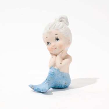Vintage Blue Tailed Mermaid Figurine, AS IS 