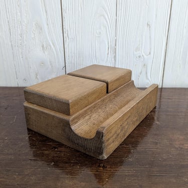 Oak desk set, antique pen tray 