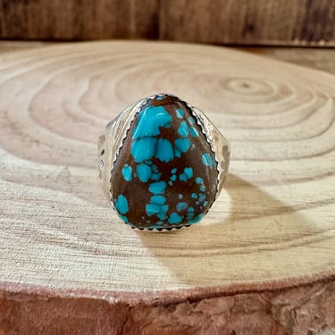 ANNIE LINCOLN EGYPTIAN Turquoise Sterling Silver Ring | Navajo Made | Native American Southwestern Jewelry | Size 7 