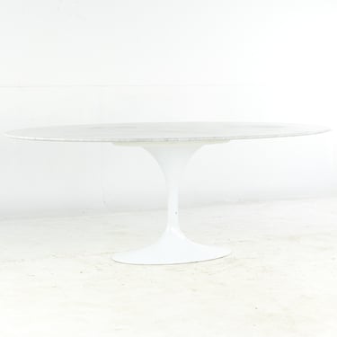 Saarinen Style Mid Century Oval Marble Tulip Dining Table - mcm 
