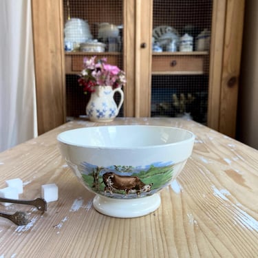 Beautiful old French ironstone cafe au lait bowl 